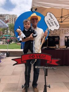 Pate McCartney and his grandchild at a veganfest